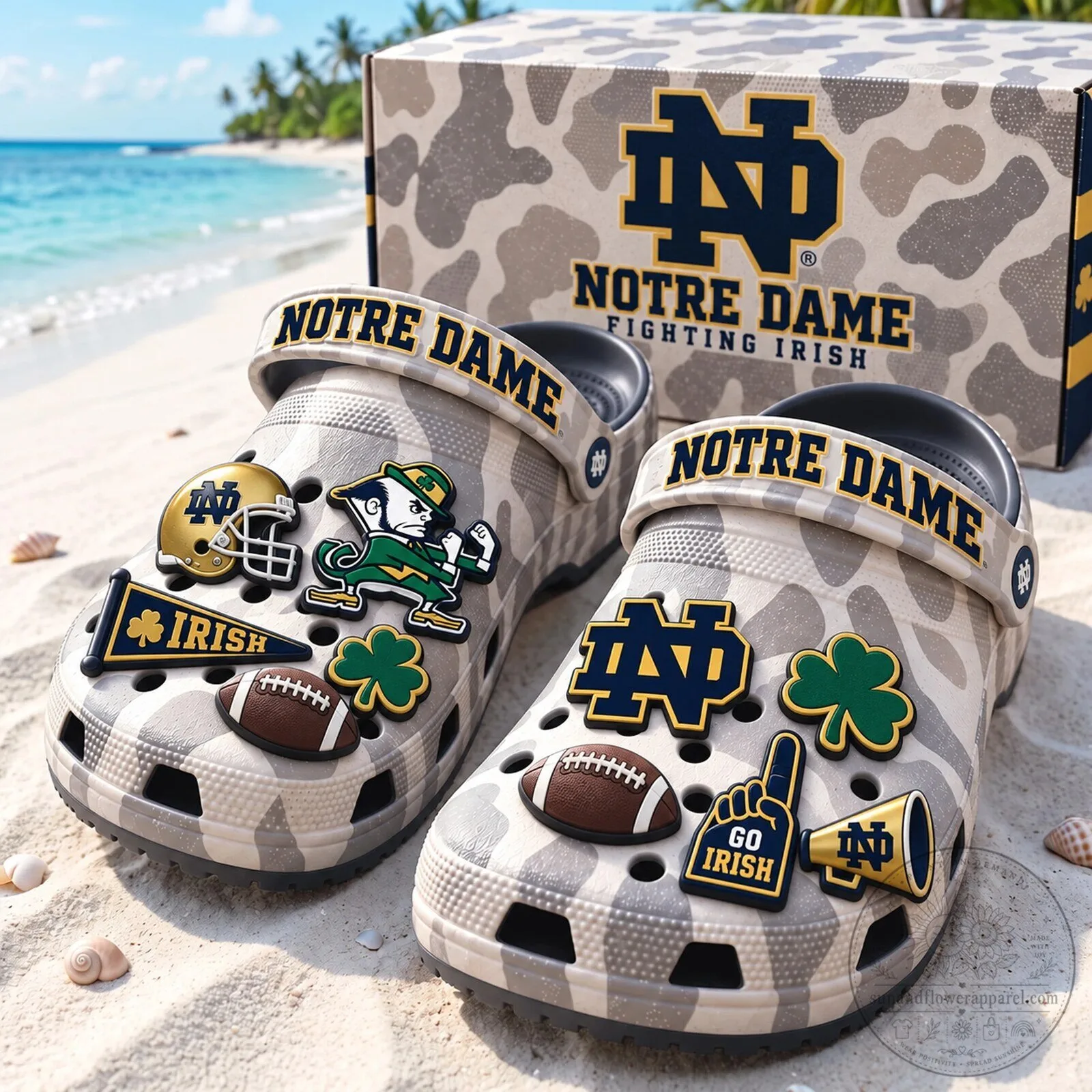 Notre Dame Fighting Irish Football Team Logo Camouflage Pattern Crocs Shoes