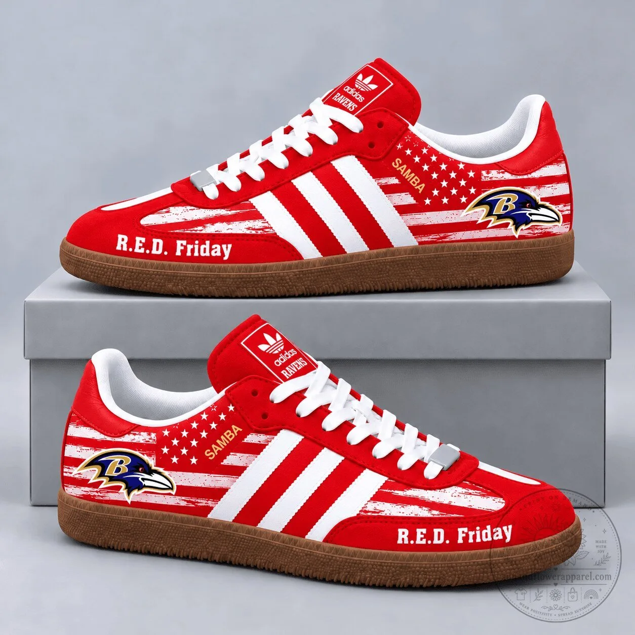 Military Tribute Shoes featuring American Flag for Baltimore Ravens R.E.D. Friday