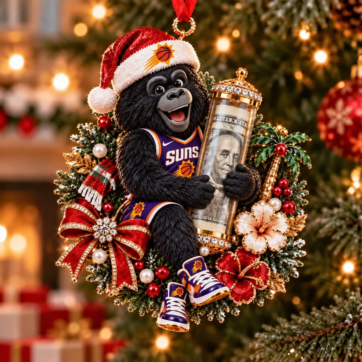 Phoenix Suns Gorilla Mascot Christmas Tree Ornament for Basketball Fans
