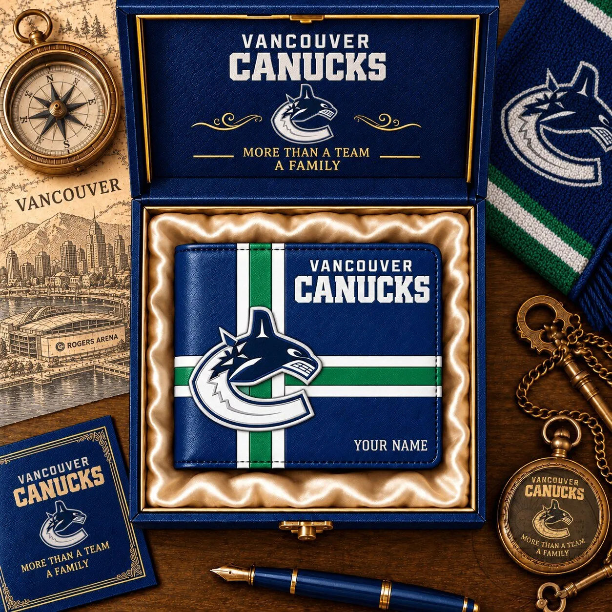 Vancouver Canucks National Hockey League Custom Name Wallet For Fan