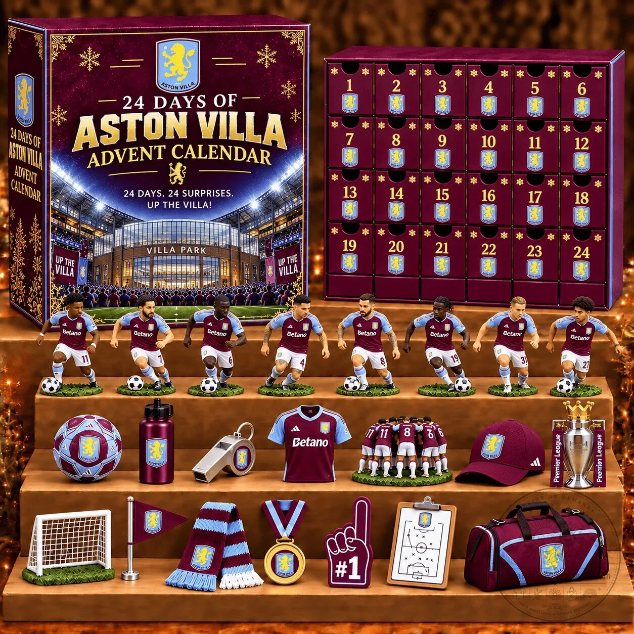 Aston Villa Football Club 24 Day Advent Calendar with Mini Figurines and Gifts