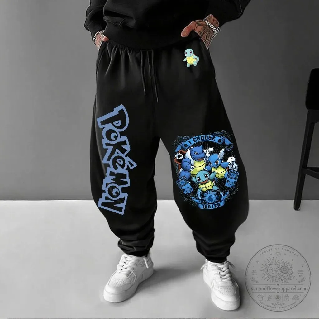 Pokemon Squirtle Charmander Bulbasaur I Choose Water Element Jogger Pants