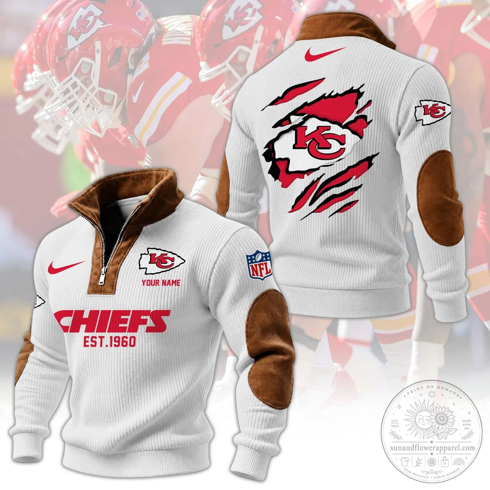 Kansas City Chiefs Heritage Quarter-Zip Pullover Sweatshirt with Elbow Patches 11 Kansas City Chiefs Heritage Quarter-Zip Pullover Sweatshirt with Elbow Patches
