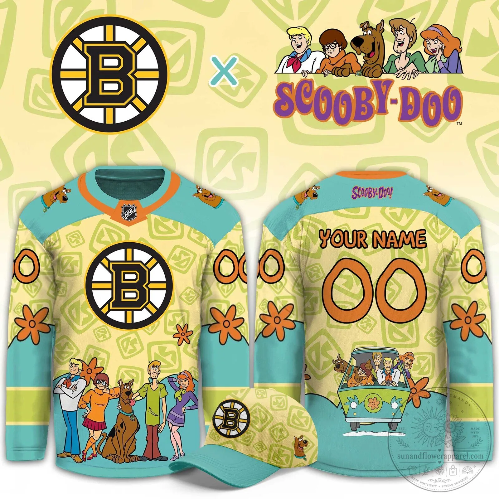 Boston Bruins Scooby-Doo Mystery Machine Cartoon Hockey Jersey