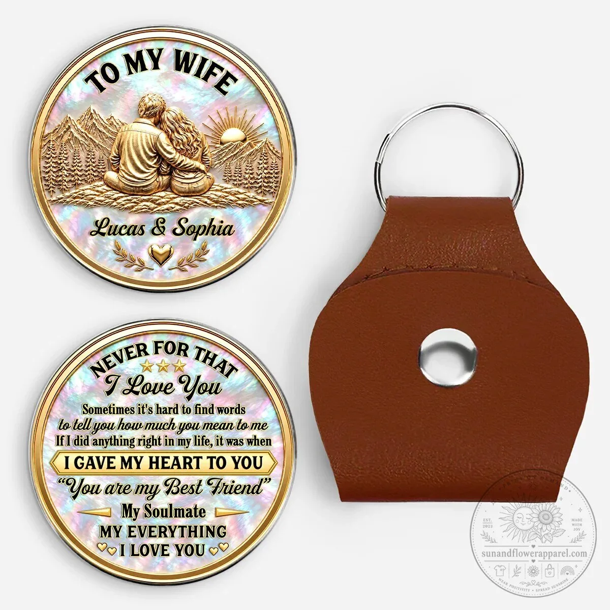 Personalized I Gave My Heart to You Pocket Hug Coin for Wife with Custom Names