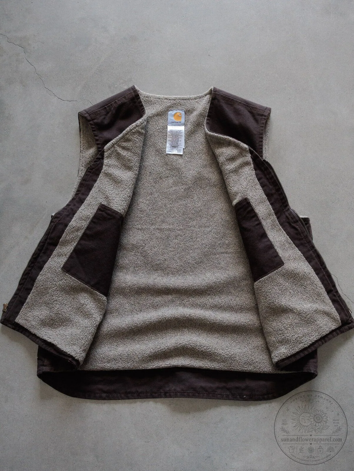 Vintage Carhartt Sherpa Lined Vest Dark Brown Full Zip Workwear Jacket 7 Vintage Carhartt Sherpa Lined Vest Dark Brown Full Zip Workwear Jacket