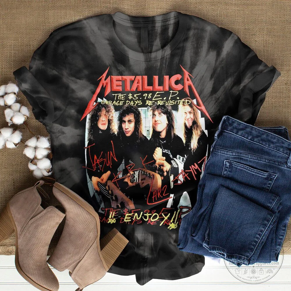 Metallica Garage Days Re-Revisited Album Cover Tie-Dye Band T-Shirt