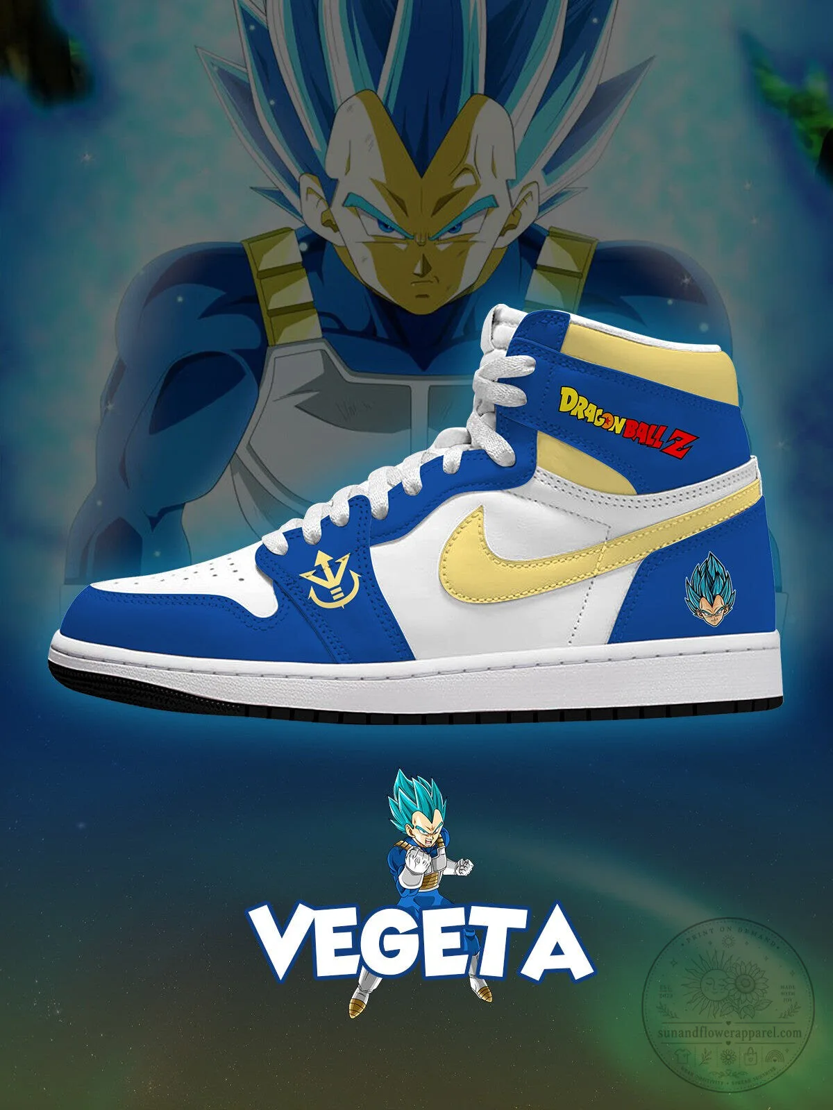 Dragon Ball Z Super Saiyan Blue Vegeta High-Top Sneakers