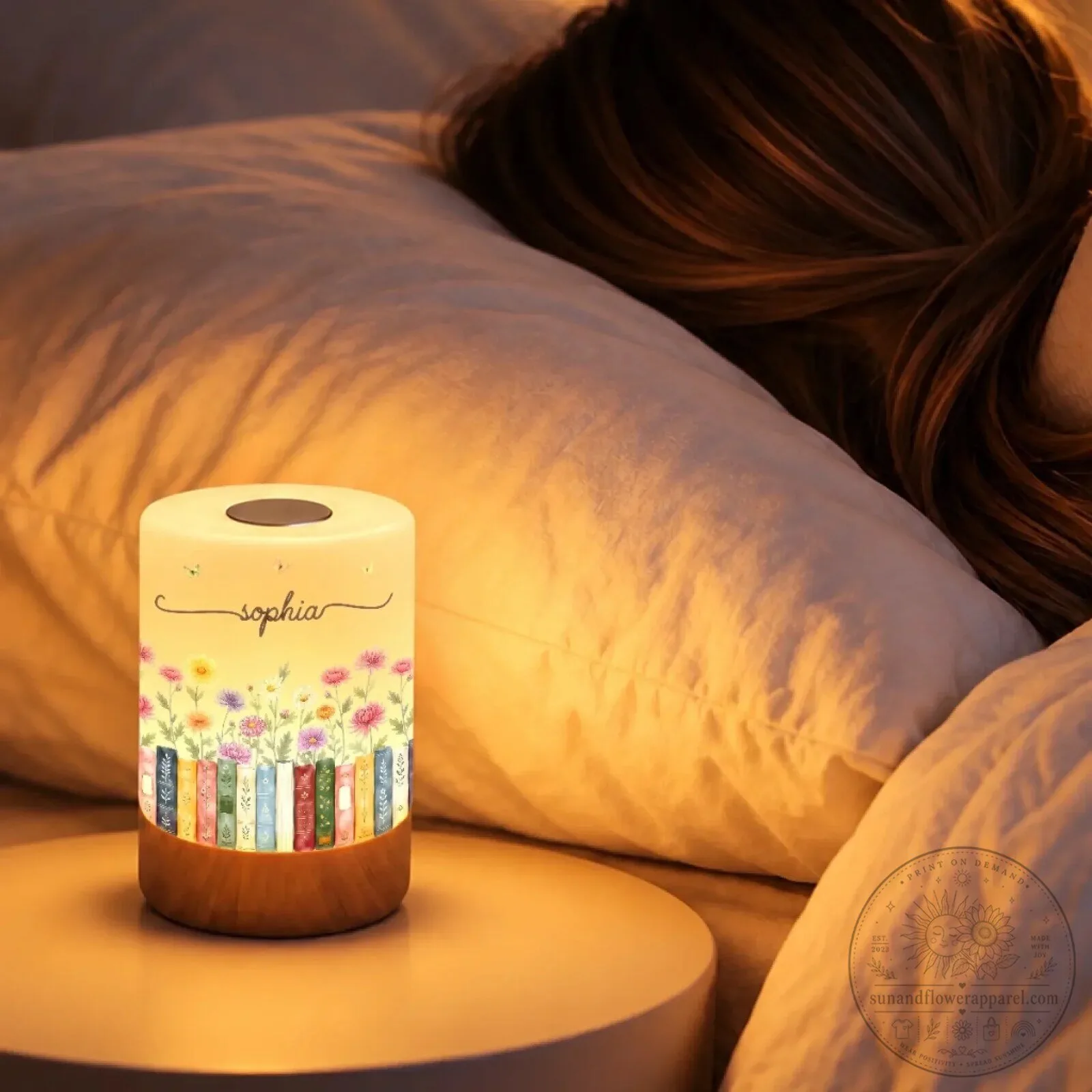 Personalized Floral Bookshelf Night Light for Book Lovers, Custom Name Lamp 7 Personalized Floral Bookshelf Night Light for Book Lovers, Custom Name Lamp