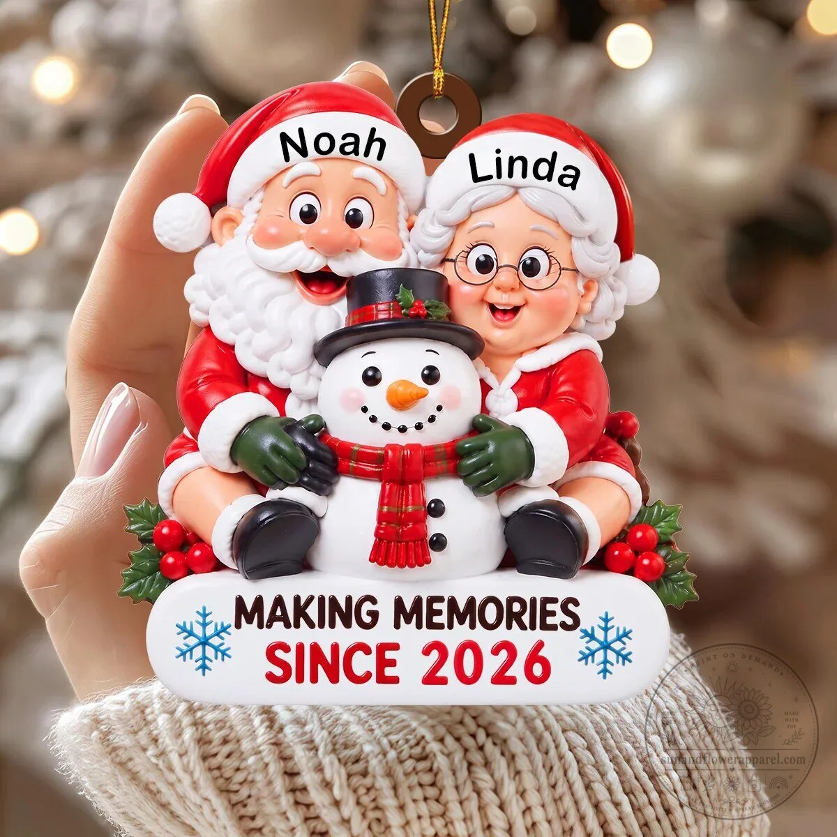 Personalized Santa Claus and Mrs. Claus Making Memories Since 2026 Christmas Ornament