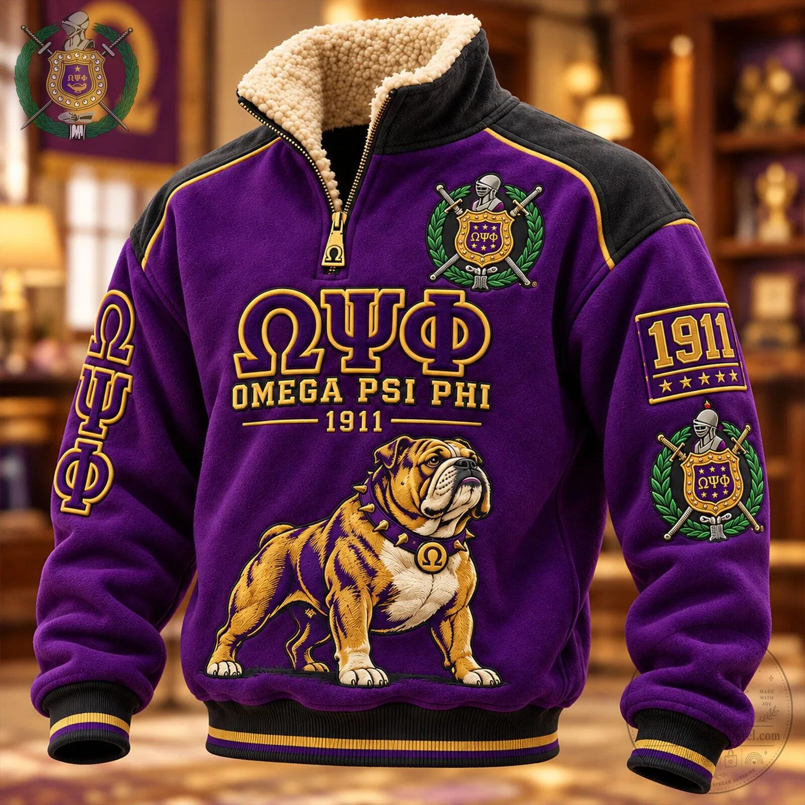 Omega Psi Phi Fraternity Bulldog Sherpa Quarter-Zip Pullover