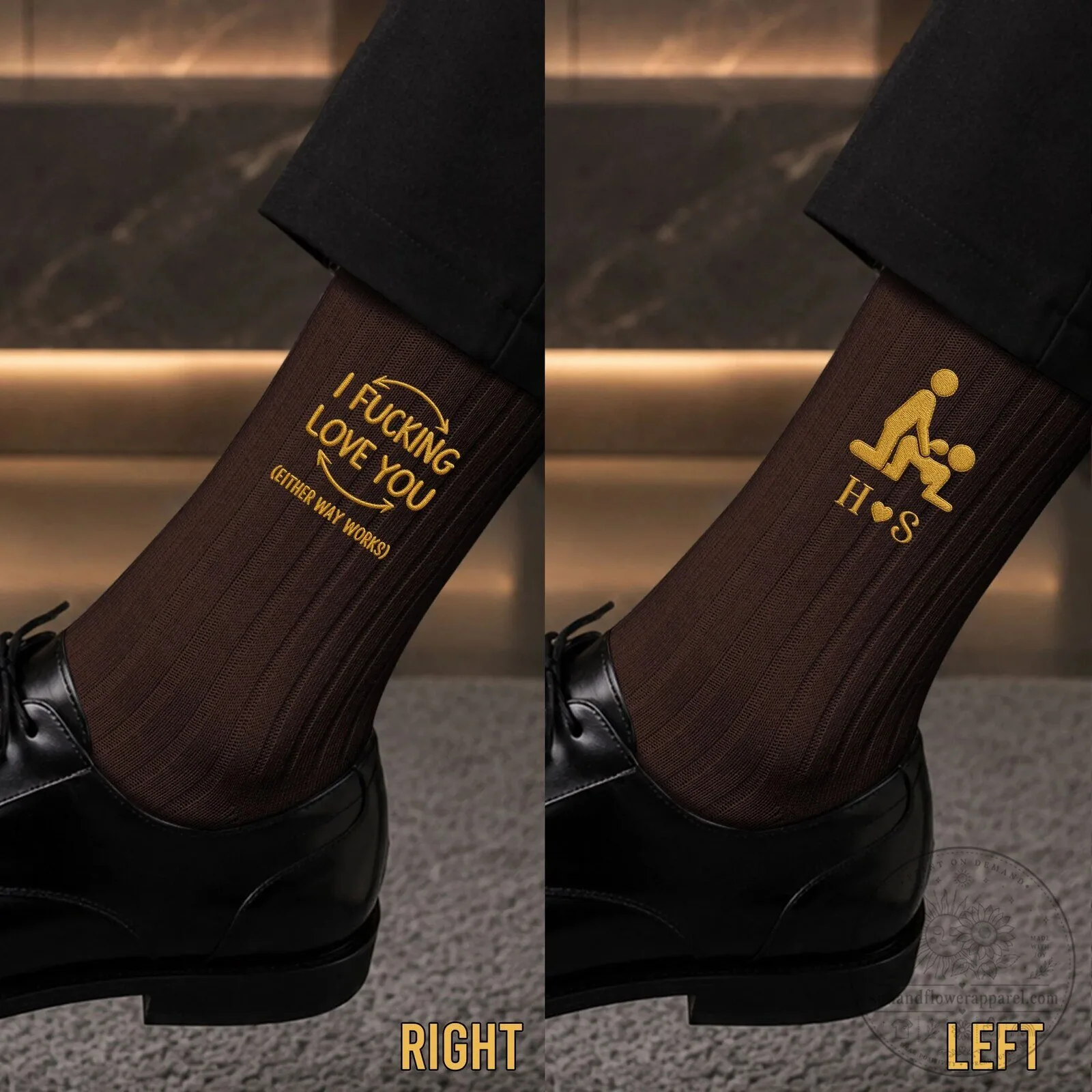 Funny I F***ing Love You Personalized Crew Socks for Men, Novelty Gift