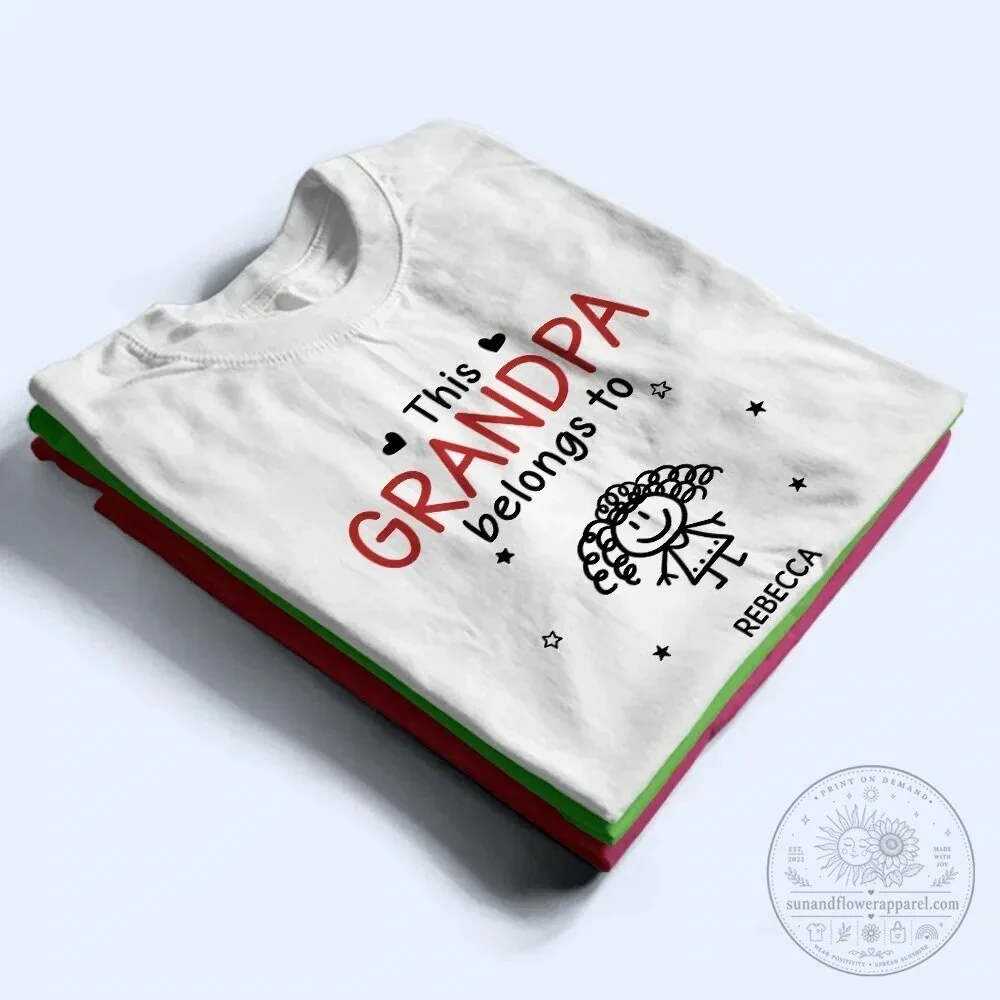 Personalized This Grandpa Belongs To Kid Stick Figures Black T-Shirt 10 Personalized This Grandpa Belongs To Kid Stick Figures Black T-Shirt