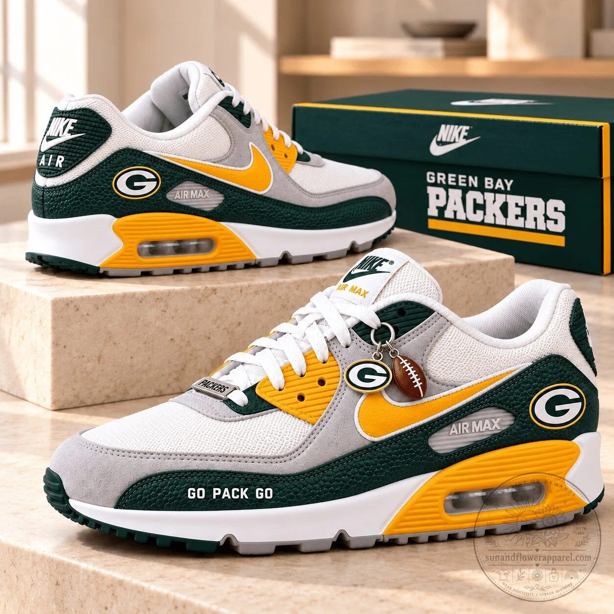 Green Bay Packers Nike Air Max Go Pack Go Premium Low-Top Sneakers