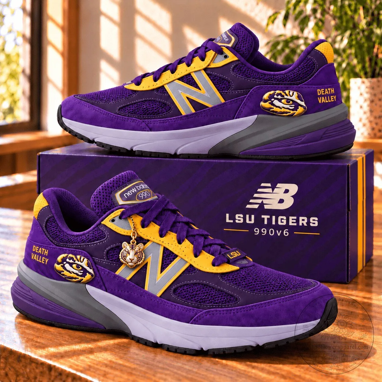 LSU Tigers New Balance 990v6 Death Valley Purple and Gold Running Shoes