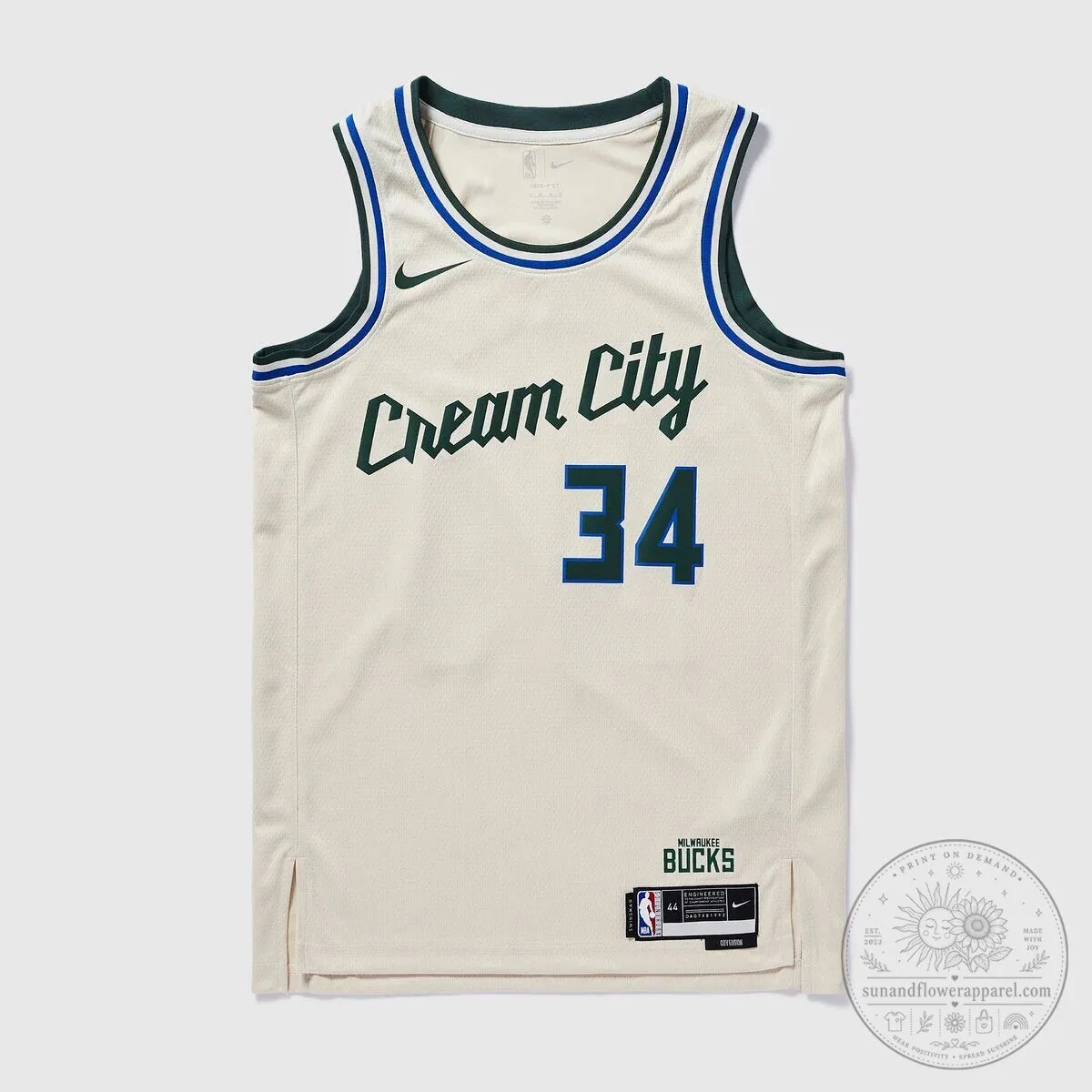 Giannis Antetokounmpo Milwaukee Bucks Cream City Edition Basketball Jersey 7 Giannis Antetokounmpo Milwaukee Bucks Cream City Edition Basketball Jersey