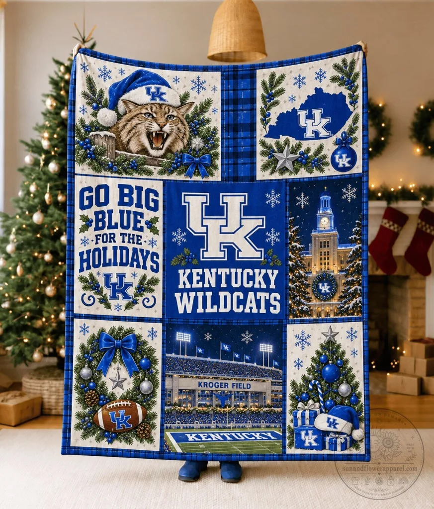 Kentucky Wildcats Christmas Holiday Woven Blanket