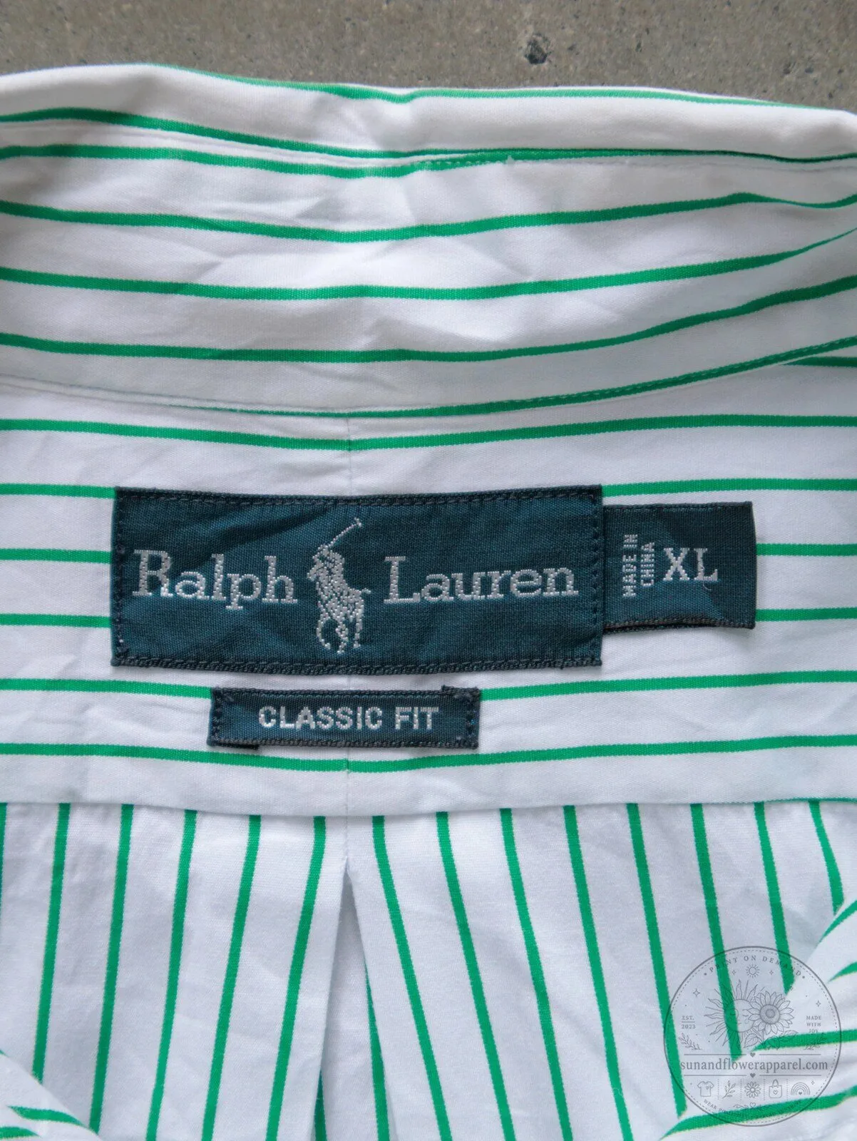 Vintage Ralph Lauren Green Striped Button-Down Long Sleeve Shirt 7 Vintage Ralph Lauren Green Striped Button-Down Long Sleeve Shirt