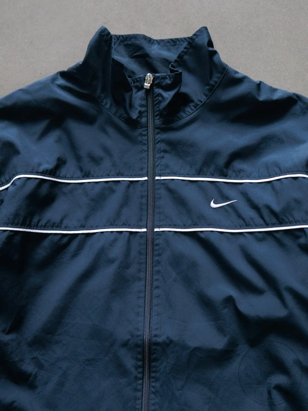 Vintage Nike Navy Blue Windbreaker Jacket with White Stripes 7 Vintage Nike Navy Blue Windbreaker Jacket with White Stripes