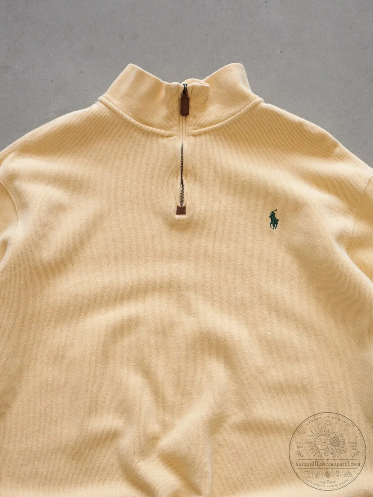 Vintage Polo Ralph Lauren Yellow Quarter Zip Pullover Sweatshirt for Men 6 Vintage Polo Ralph Lauren Yellow Quarter Zip Pullover Sweatshirt for Men