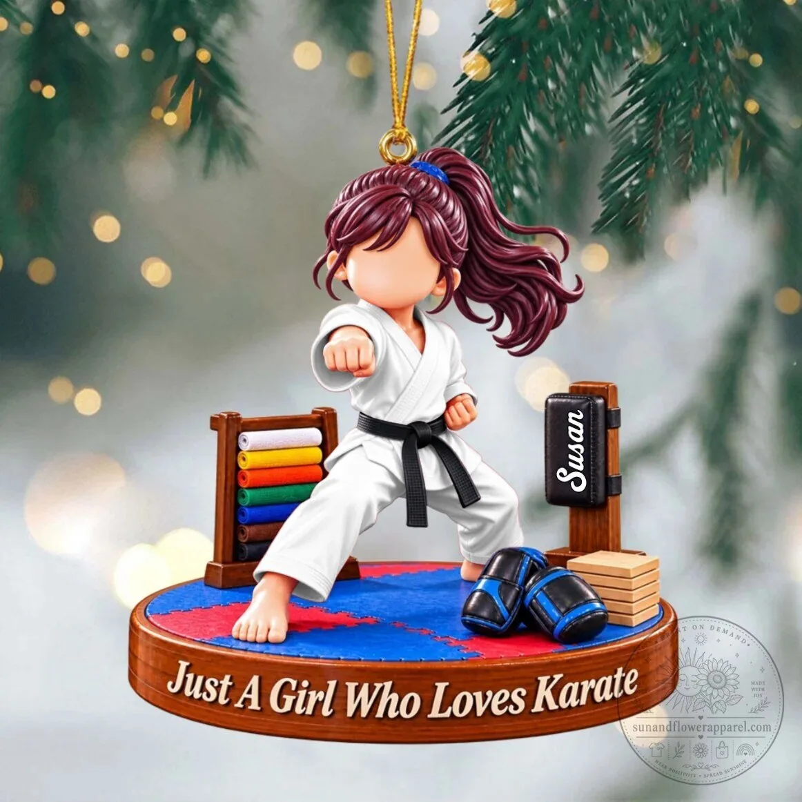 Personalized Just A Girl Who Loves Karate Christmas Ornament