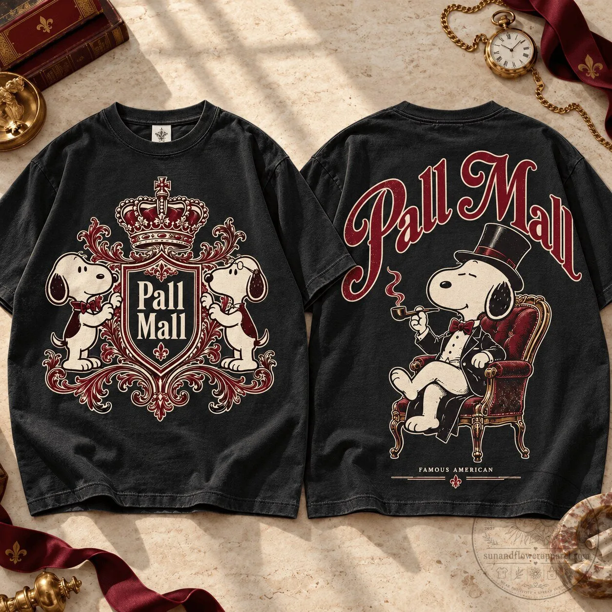 Pall Mall Snoopy Famous American Vintage Luxury Lovers Black T-Shirt