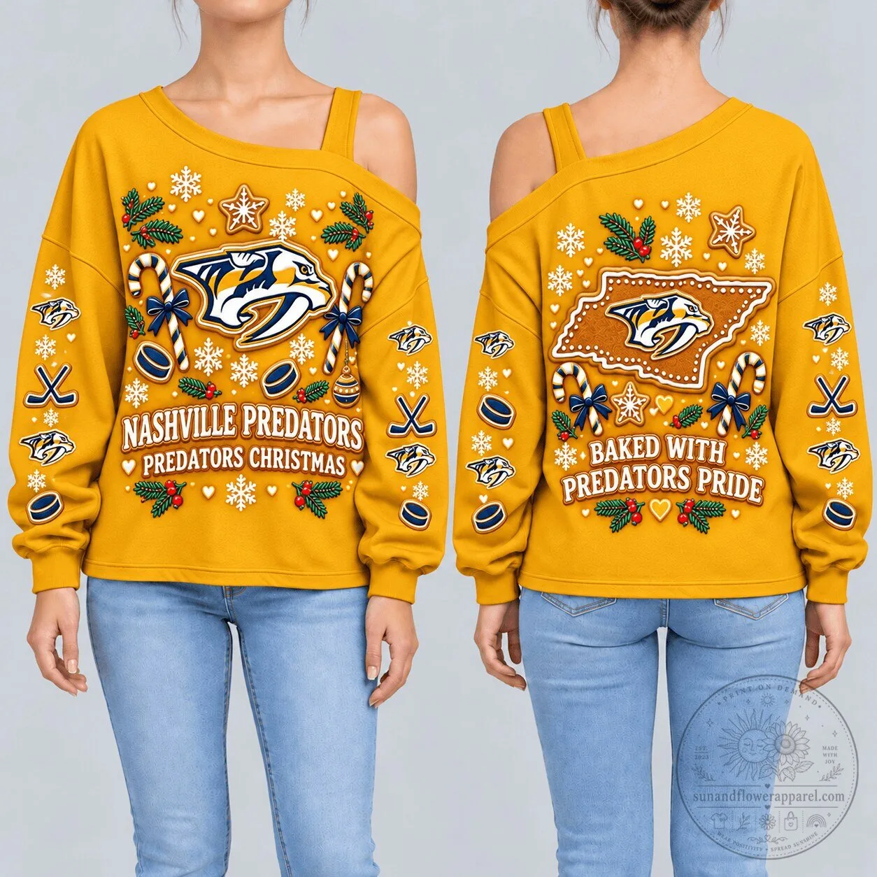Nashville Predators Christmas Holiday Gingerbread Winter Long Sleeve Sweatshirt