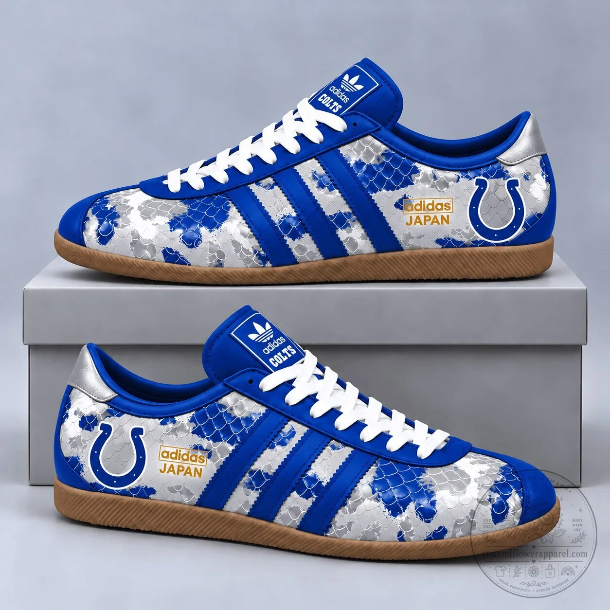 Indianapolis Colts Blue Snake Skin Pattern Adidas Japan Edition Sneakers