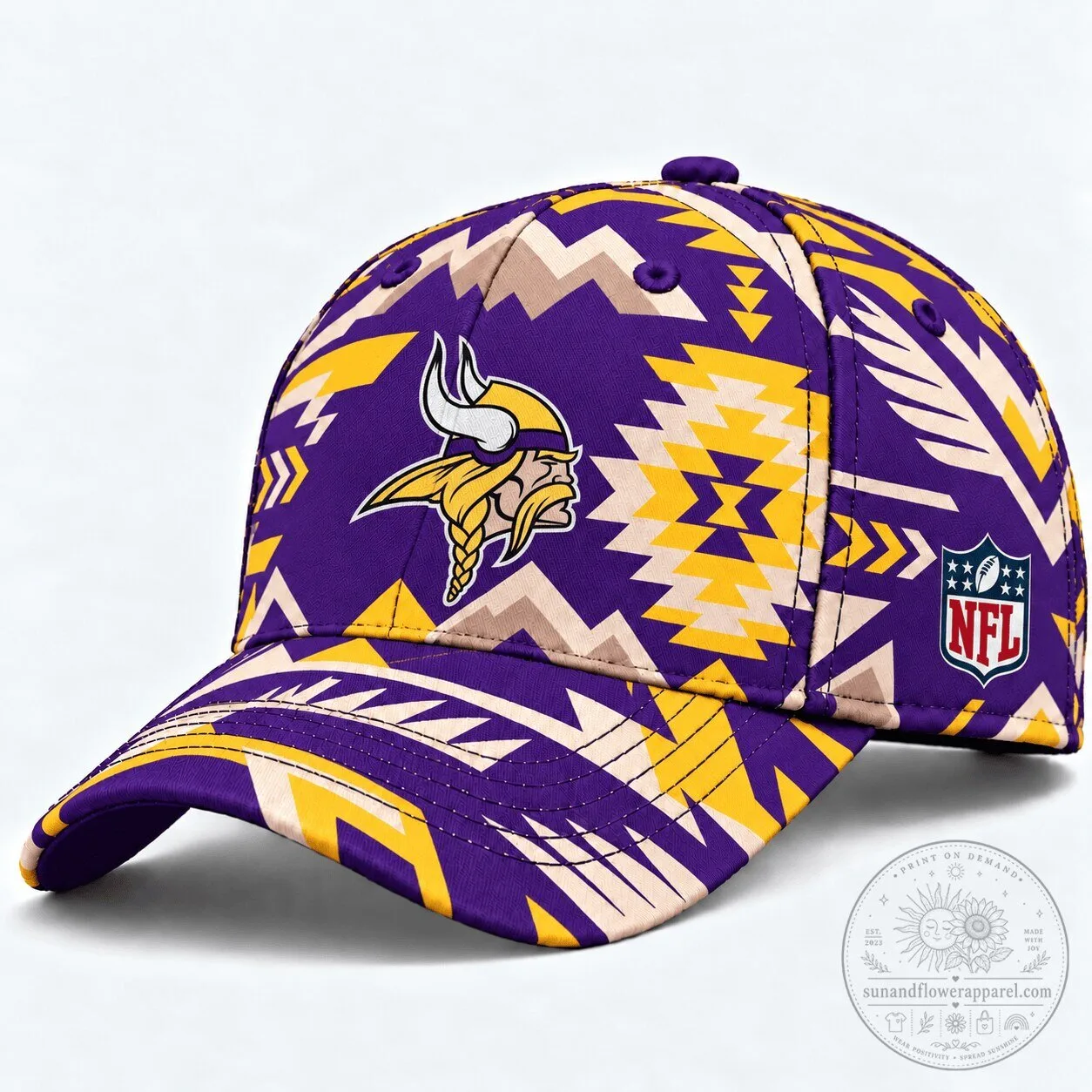 Minnesota Vikings Aztec Print Purple and Gold NFL Football Team Cap Hat