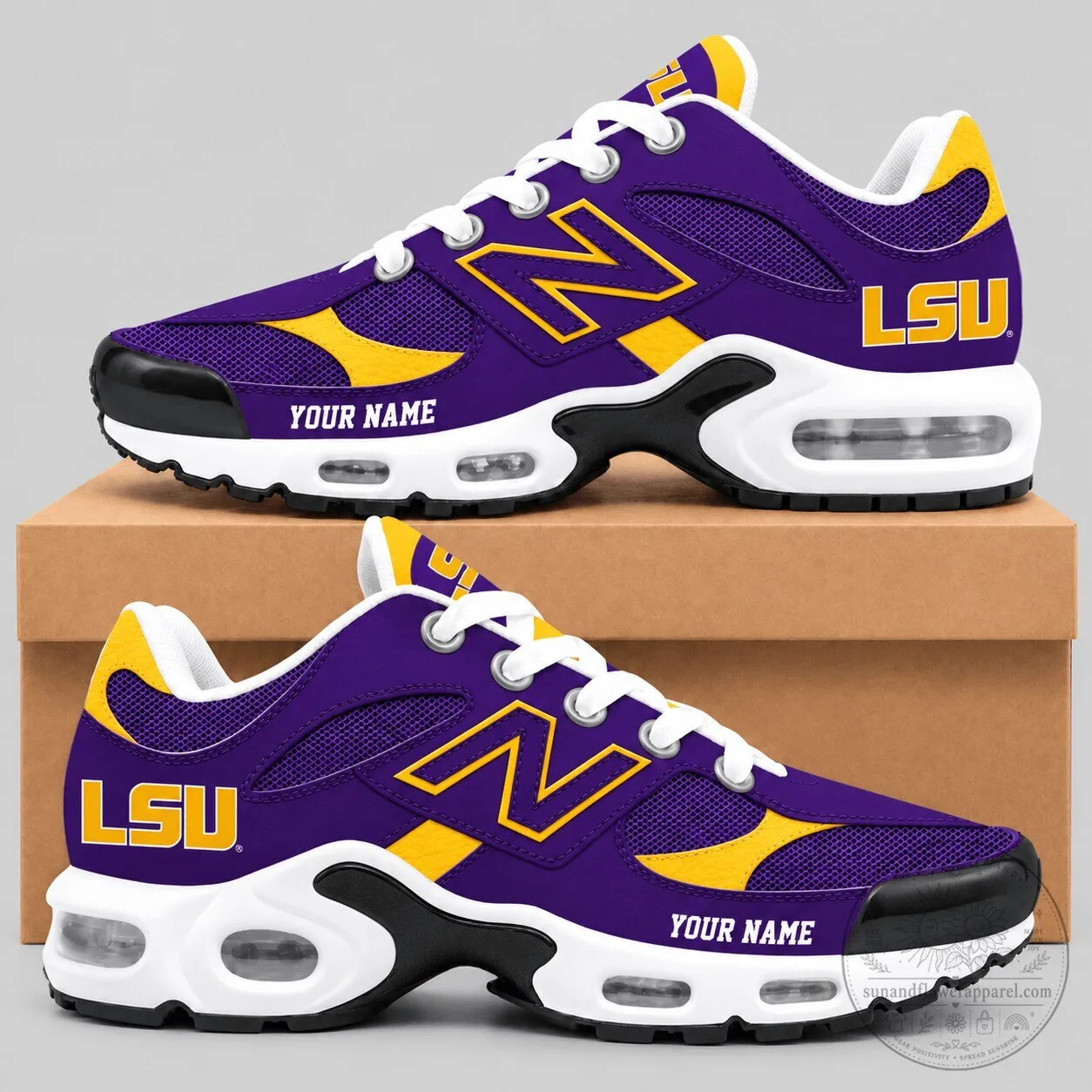 Louisiana State University Tigers Personalized Purple and Gold Running Shoes