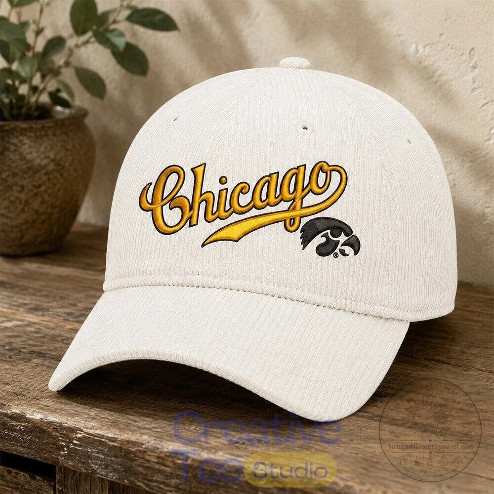 George Kittle Chicago Cubs University of Iowa White Corduroy Baseball Cap Hat 5 George Kittle Chicago Cubs University of Iowa White Corduroy Baseball Cap Hat