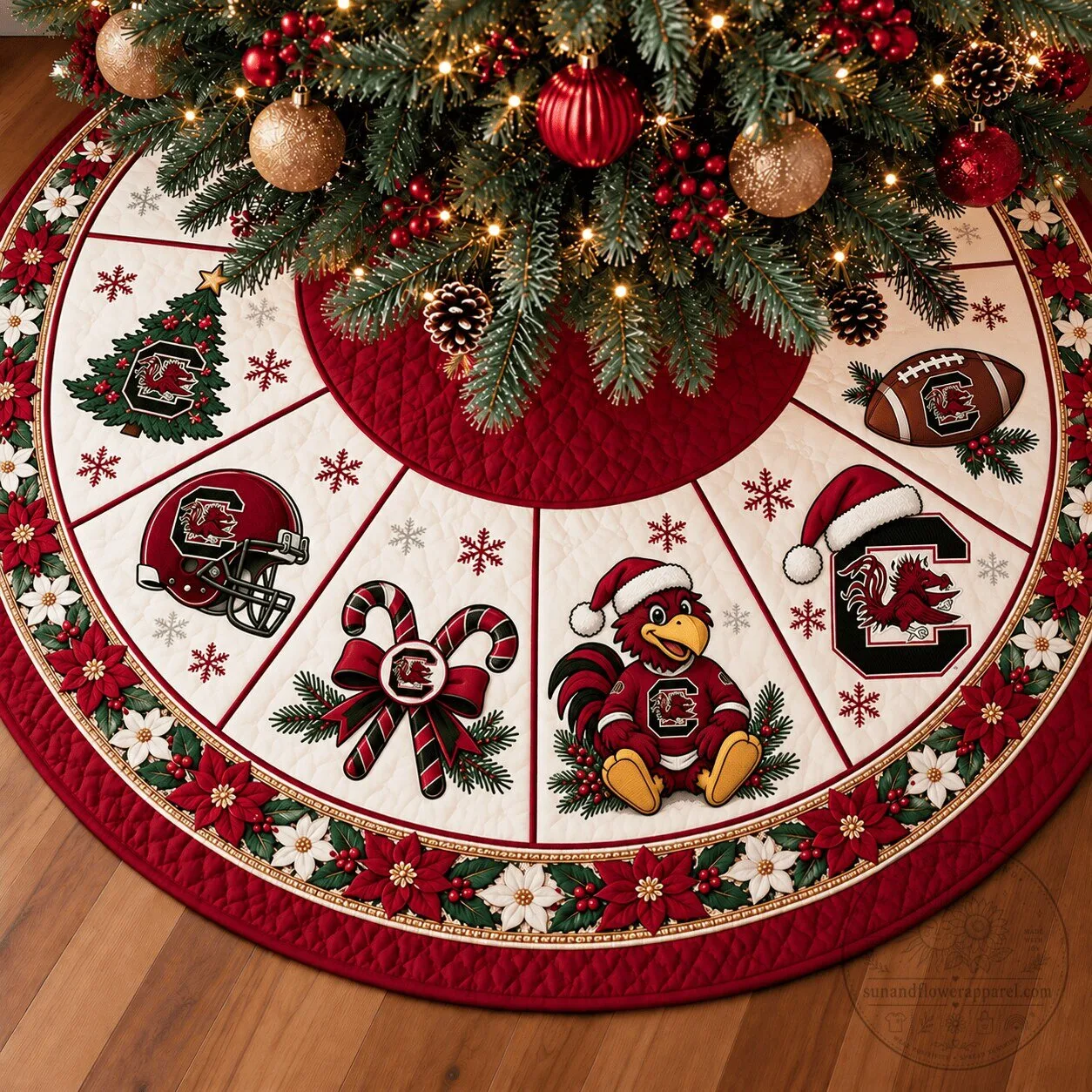 South Carolina Gamecocks Football Christmas Tree Skirt Holiday Decor