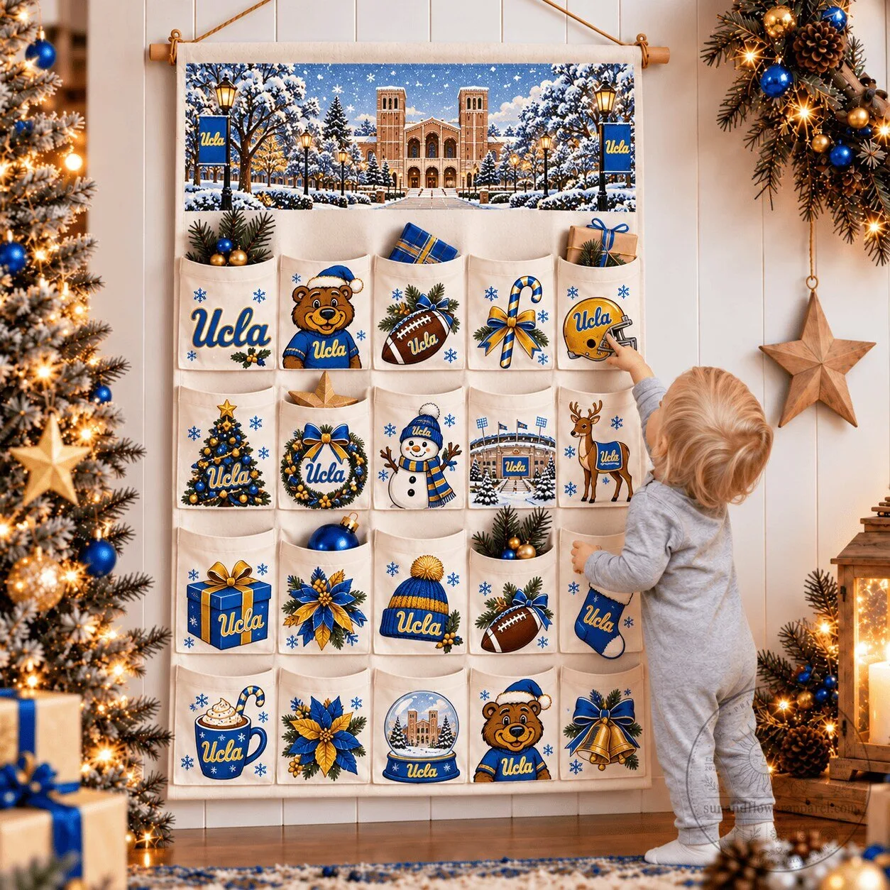 UCLA Bruins Christmas Advent Calendar Holiday Countdown Wall Hanging 2D