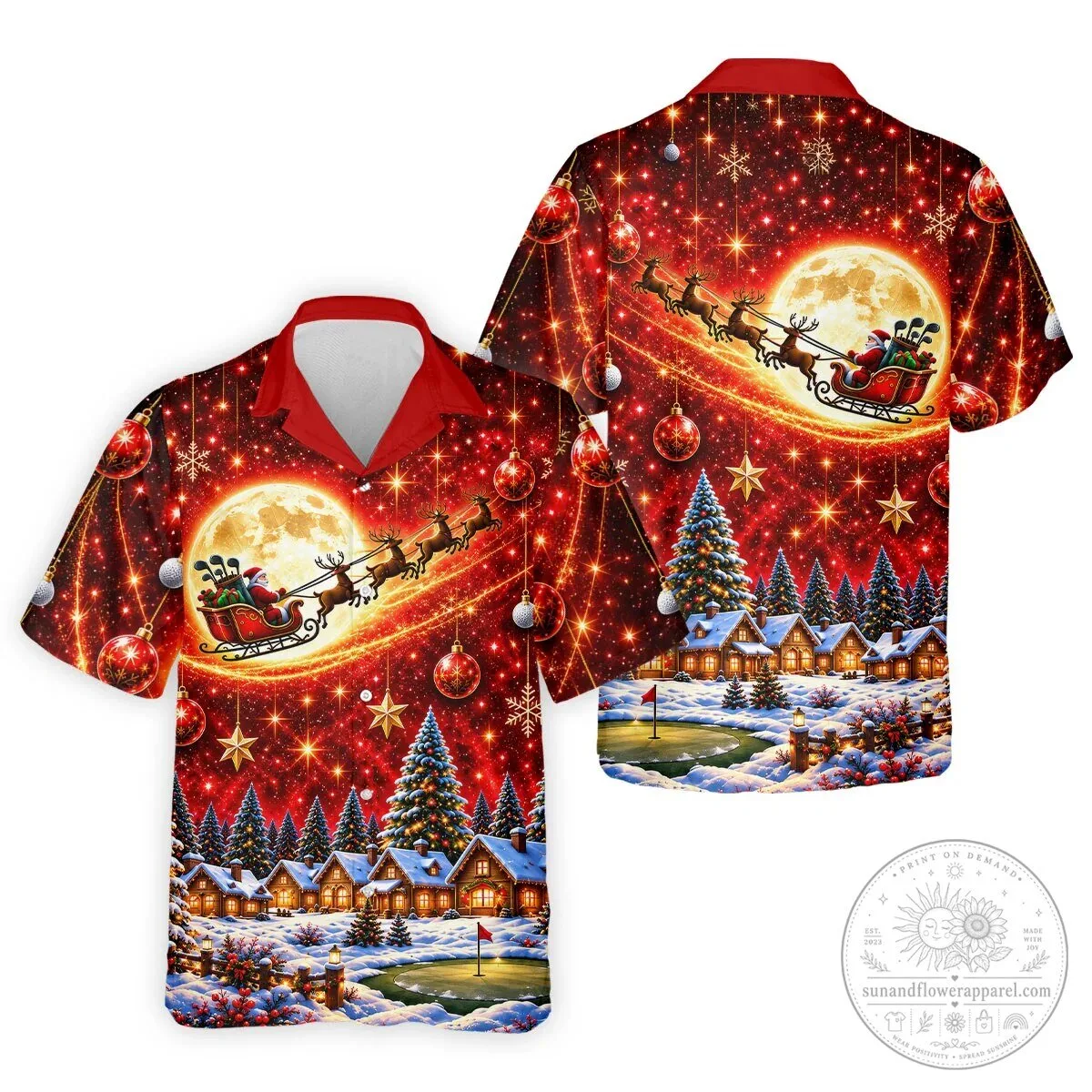 Santa Claus Sleigh Reindeer Christmas Golf Polo Shirt for Men 20 Santa Claus Sleigh Reindeer Christmas Golf Polo Shirt for Men