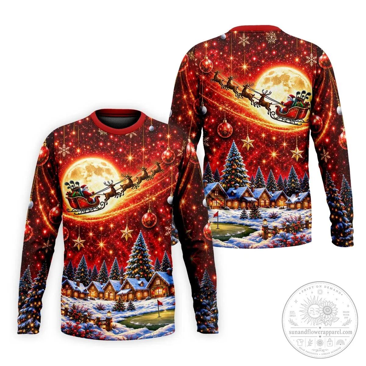 Santa Claus Sleigh Reindeer Christmas Golf Polo Shirt for Men 23 Santa Claus Sleigh Reindeer Christmas Golf Polo Shirt for Men