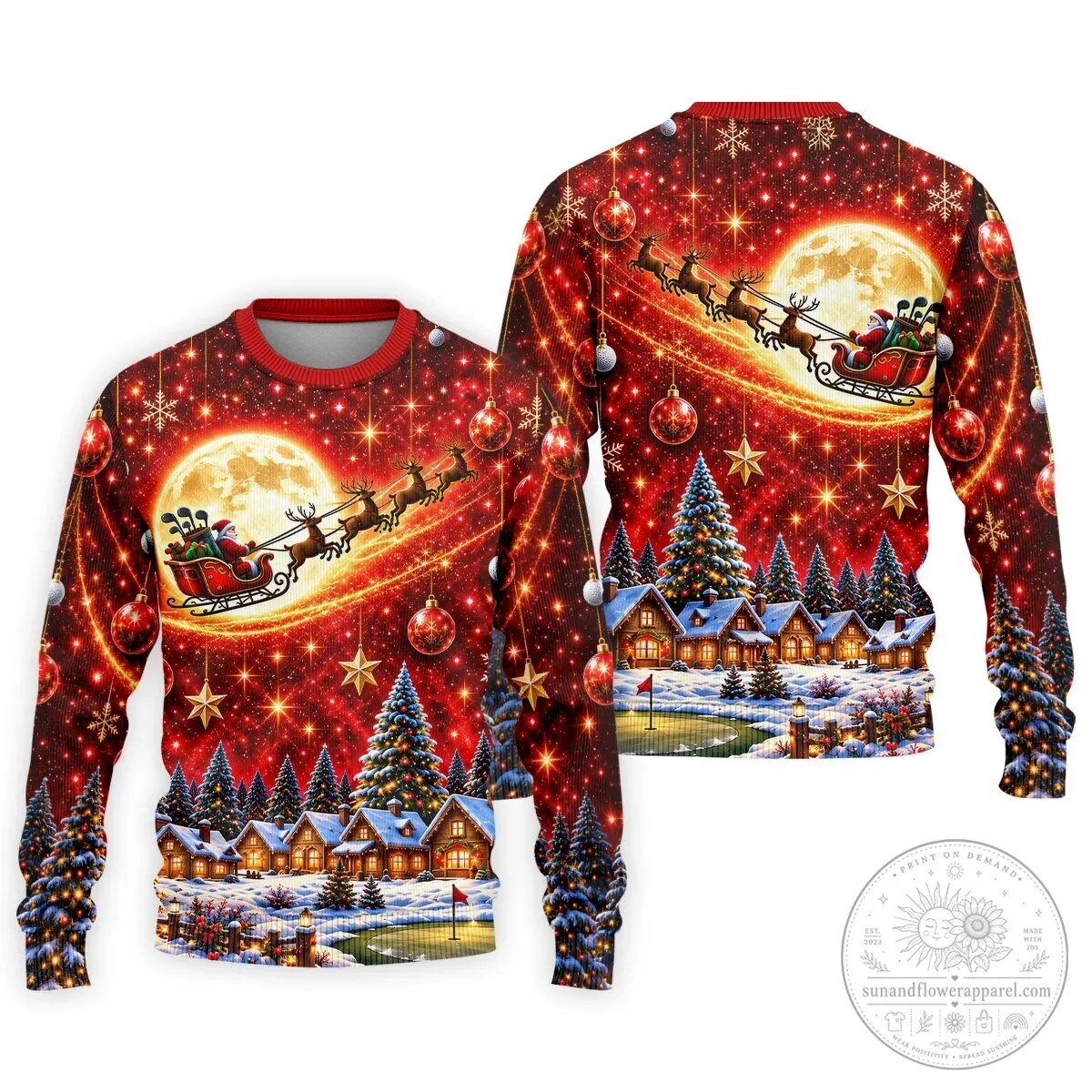 Santa Claus Sleigh Reindeer Christmas Golf Polo Shirt for Men 24 Santa Claus Sleigh Reindeer Christmas Golf Polo Shirt for Men