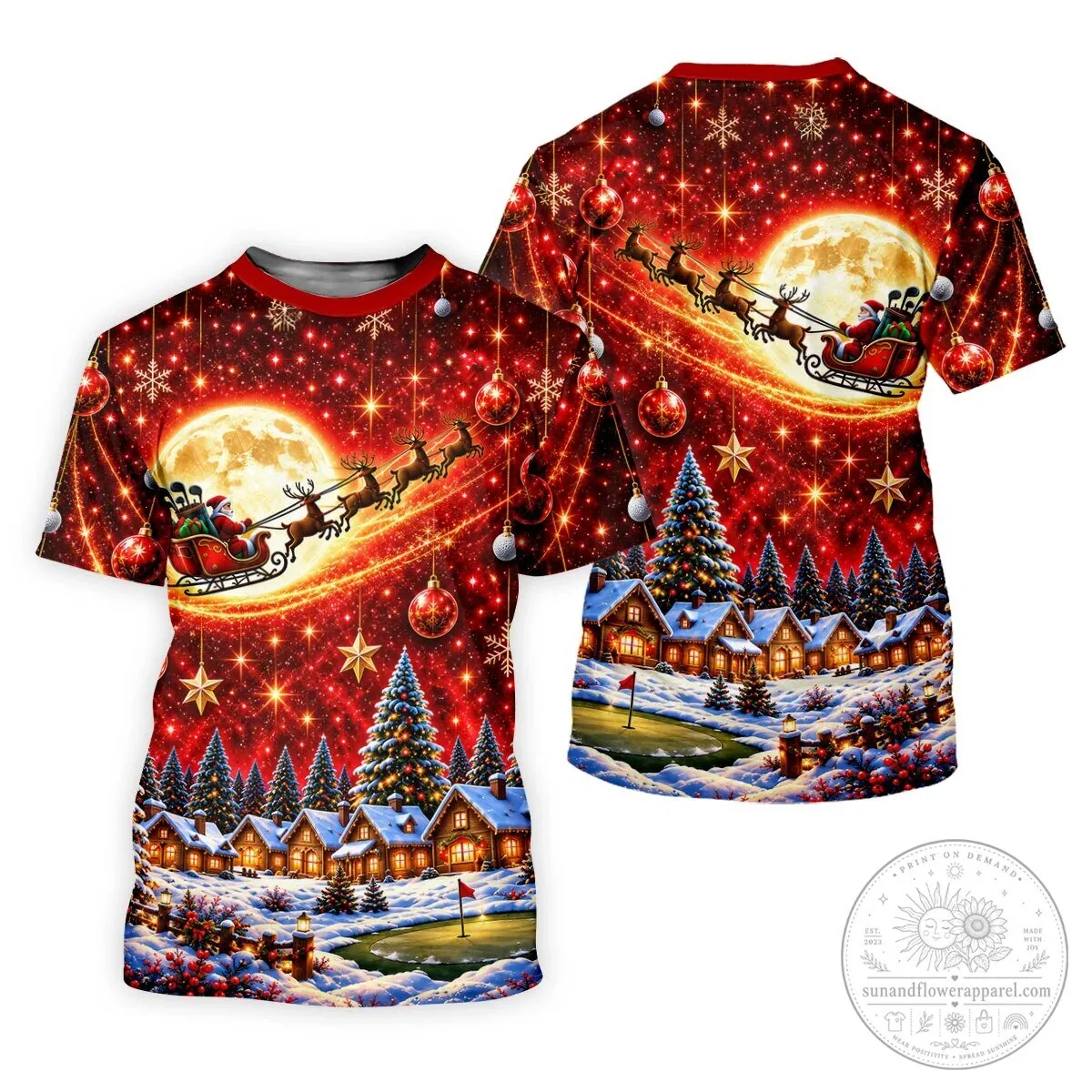 Santa Claus Sleigh Reindeer Christmas Golf Polo Shirt for Men 25 Santa Claus Sleigh Reindeer Christmas Golf Polo Shirt for Men
