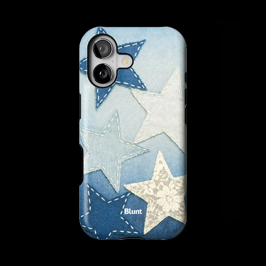 Denim Star Patchwork iPhone Case with Blunt Logo Design Denim Star Patchwork iPhone Case with Blunt Logo Design