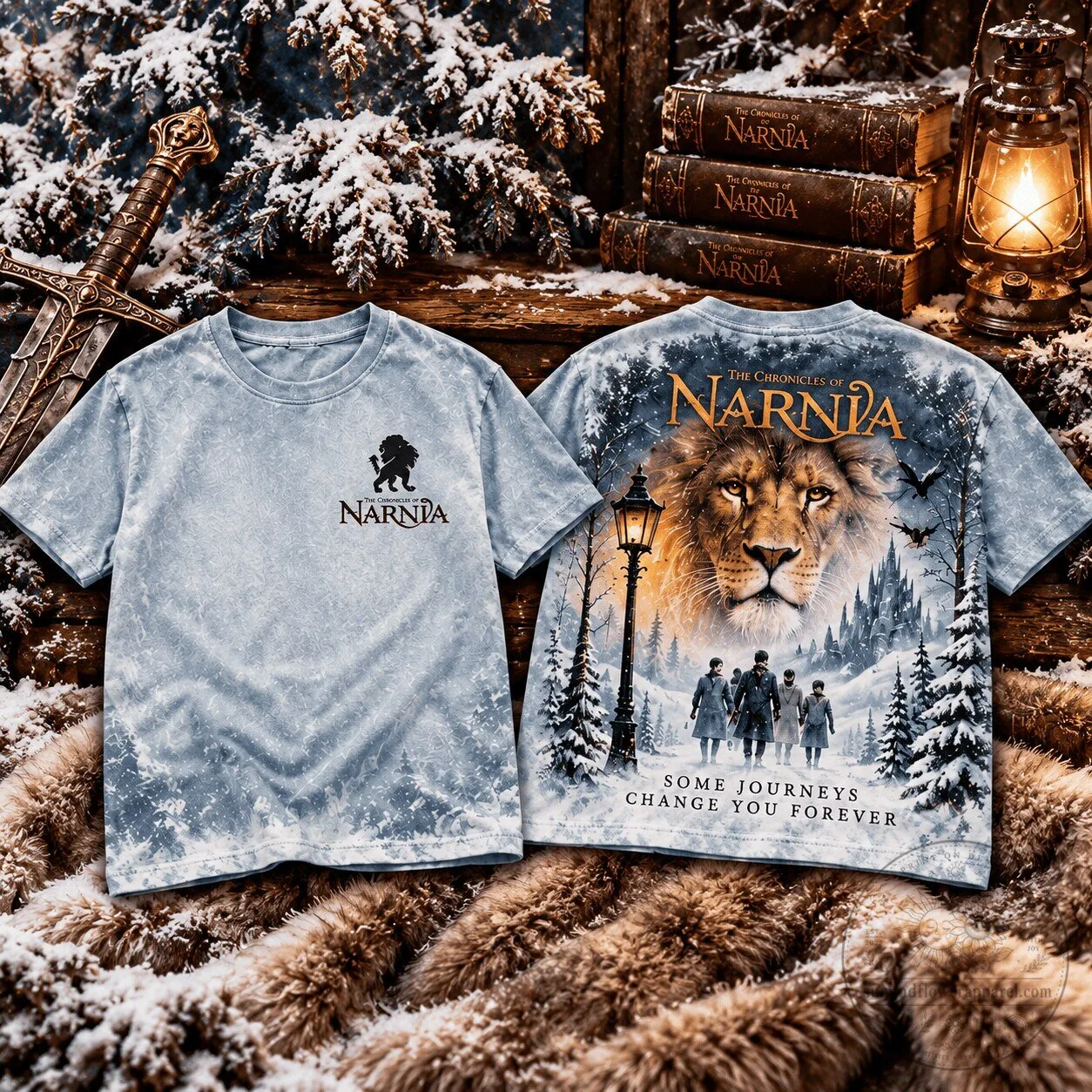 The Chronicles of Narnia Aslan Lion Magical Winter Fantasy Journey T-Shirt