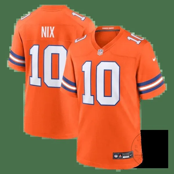 Bo Nix Denver Broncos Orange 1977 Throwback NFL Football Game Jersey