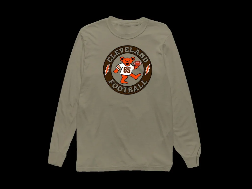 Cleveland Browns Football Grateful Dead Dancing Bear Long-Sleeve T-Shirt Cleveland Browns Football Grateful Dead Dancing Bear Long-Sleeve T-Shirt