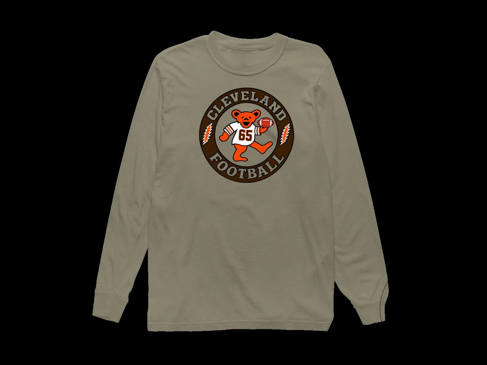 Cleveland Browns Football Grateful Dead Dancing Bear Long-Sleeve T-Shirt