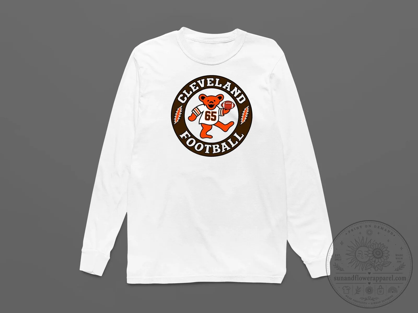 Cleveland Browns Football Grateful Dead Dancing Bear Long-Sleeve T-Shirt 10 Cleveland Browns Football Grateful Dead Dancing Bear Long-Sleeve T-Shirt