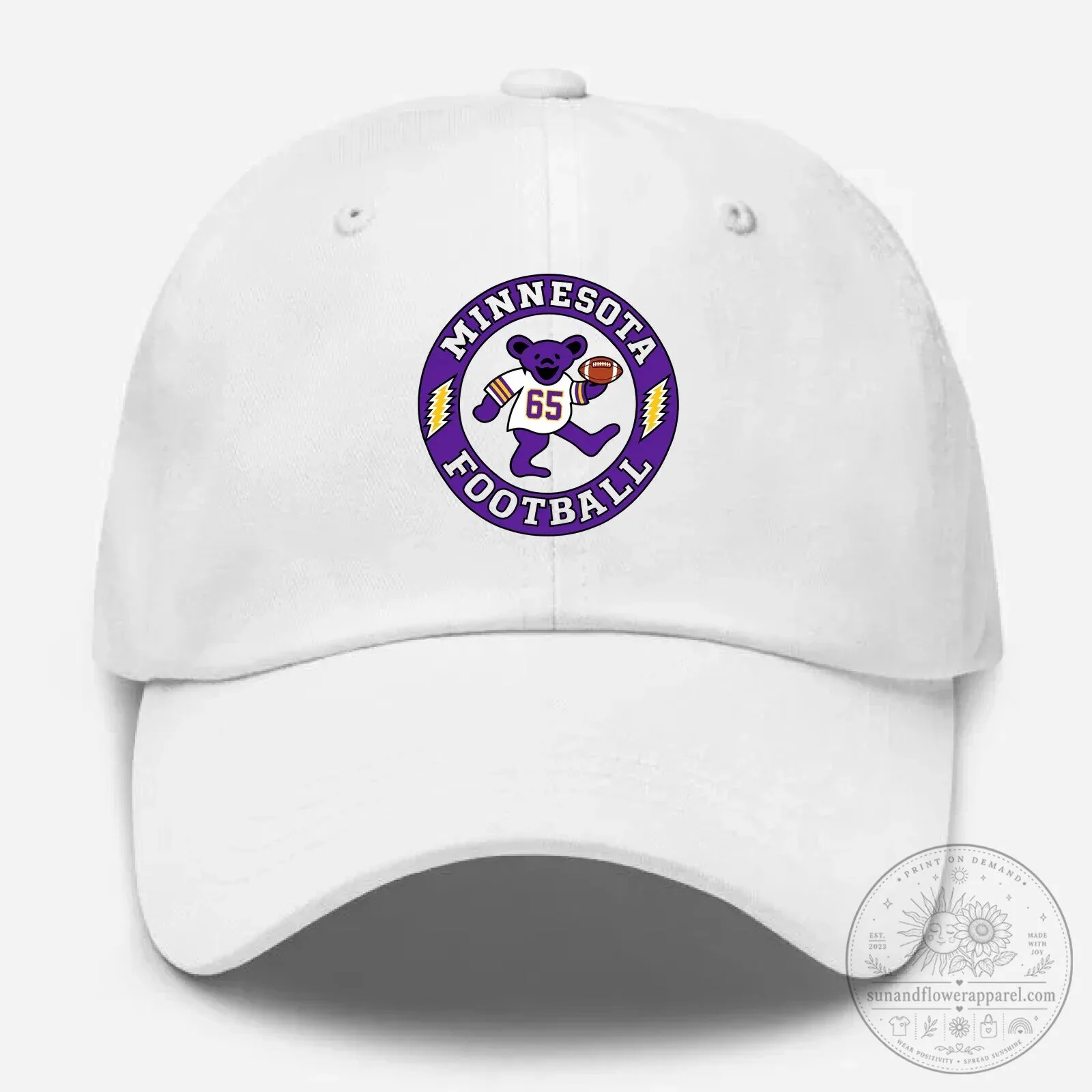 Minnesota Football Dancing Bear Embroidered White Cap Hat