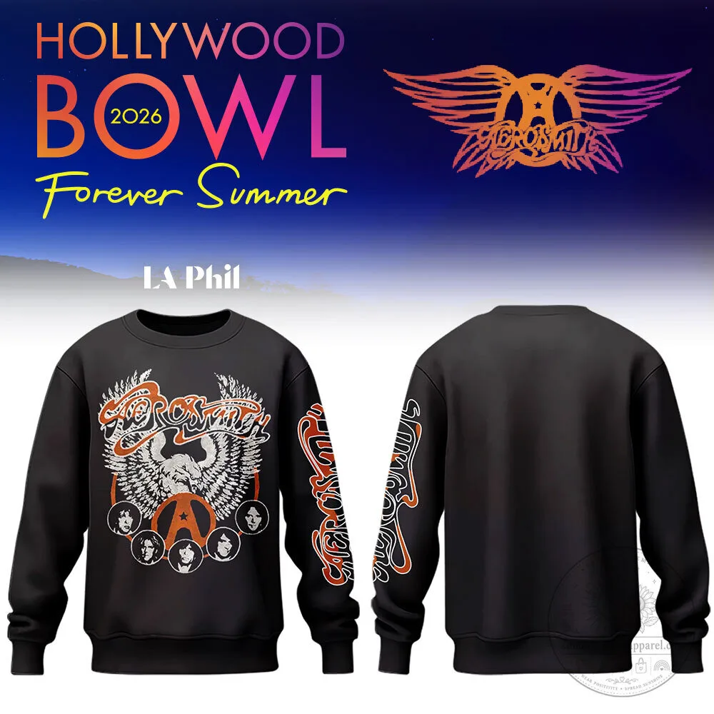 Aerosmith Hollywood Bowl 2026 Forever Summer Concert Black Sweatshirt