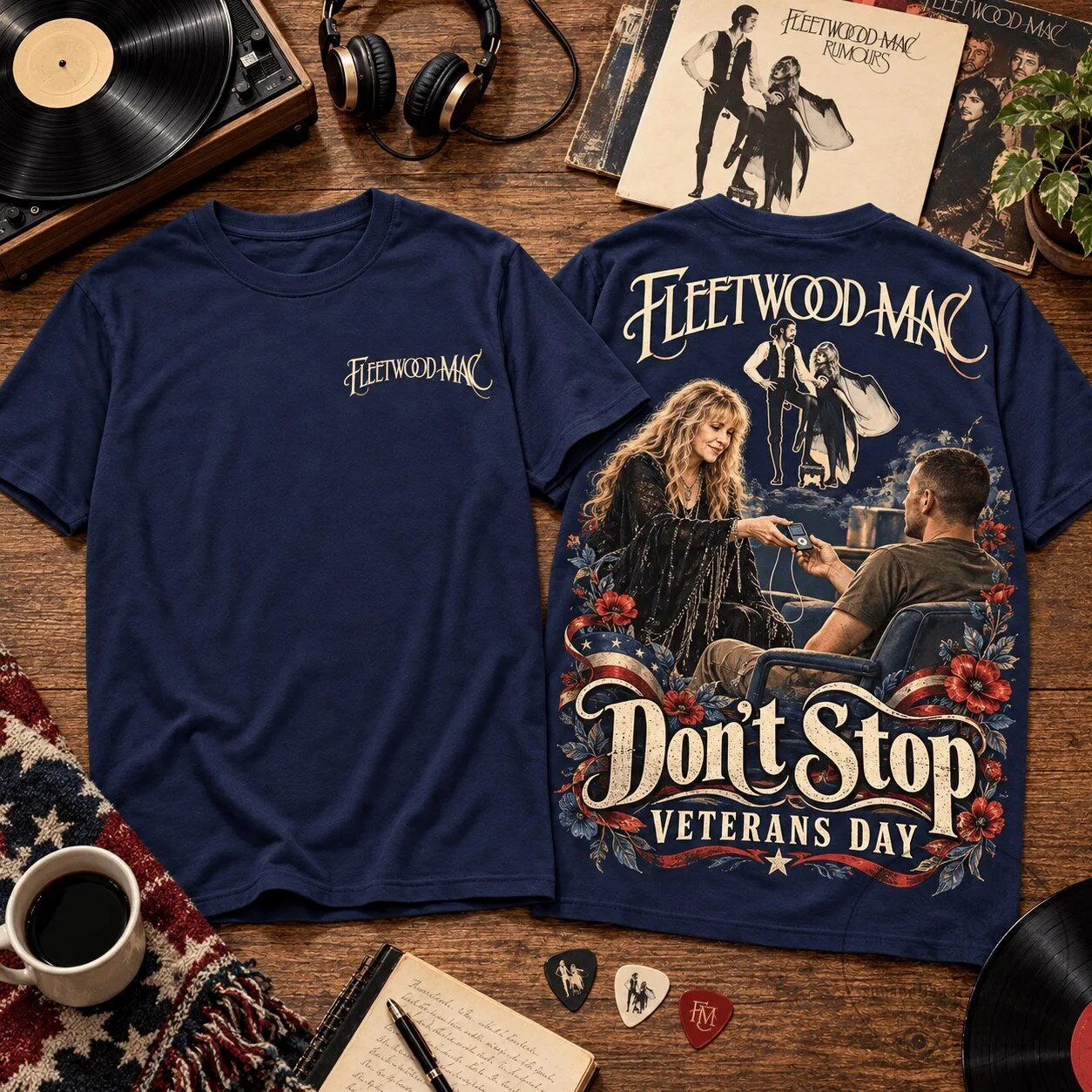 Fleetwood Mac Don't Stop Veterans Day Music Band T-Shirt